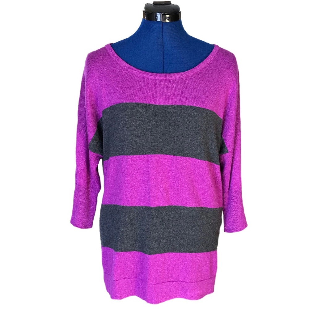 Rock & Republic Purple and Grey Striped Sweater